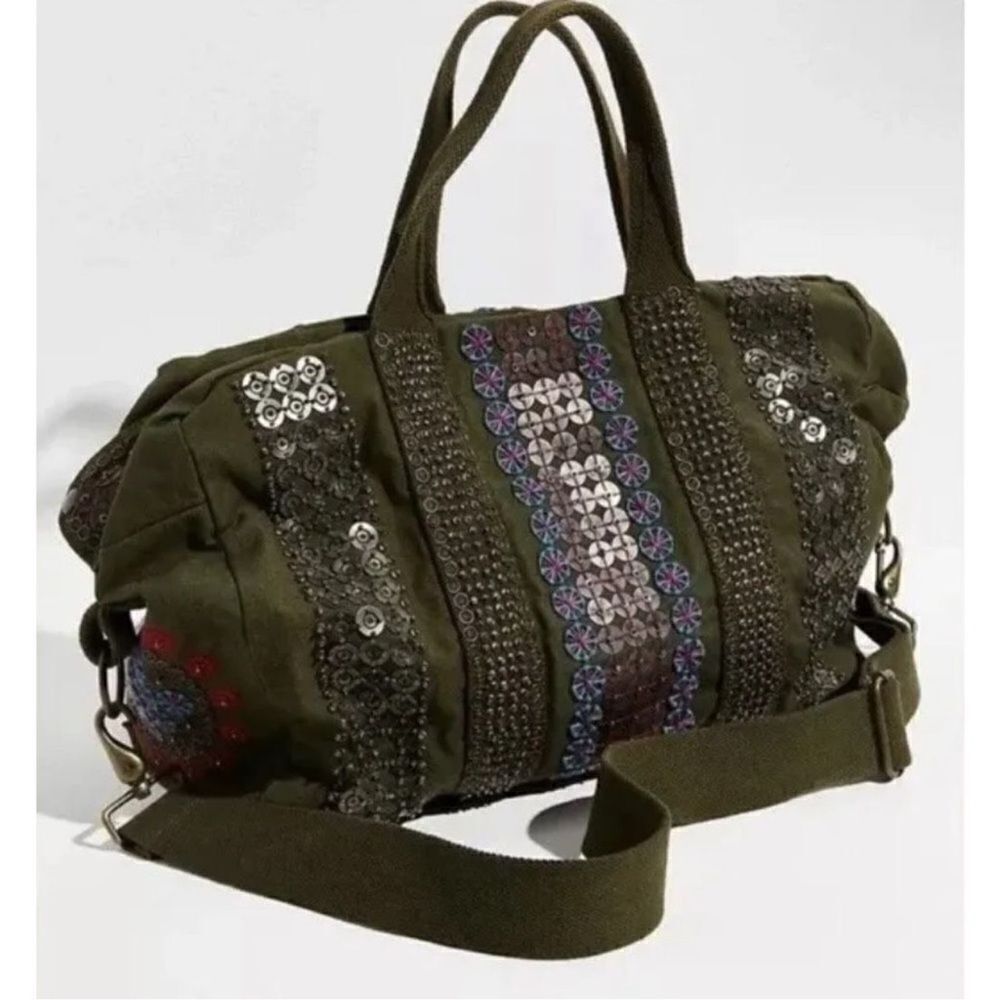 Free People Olive Embellished Tote